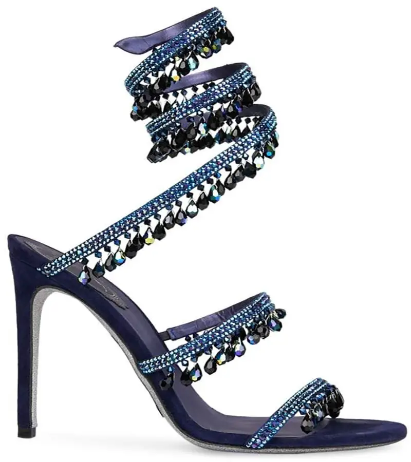 Rene Caovilla Cleo Crystal-Embellished Wrap Sandals