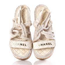 Chanel Cord Lambskin Quilted Logo Sandals