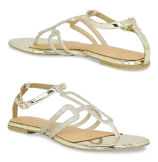 Gold Strap Flat Sandals