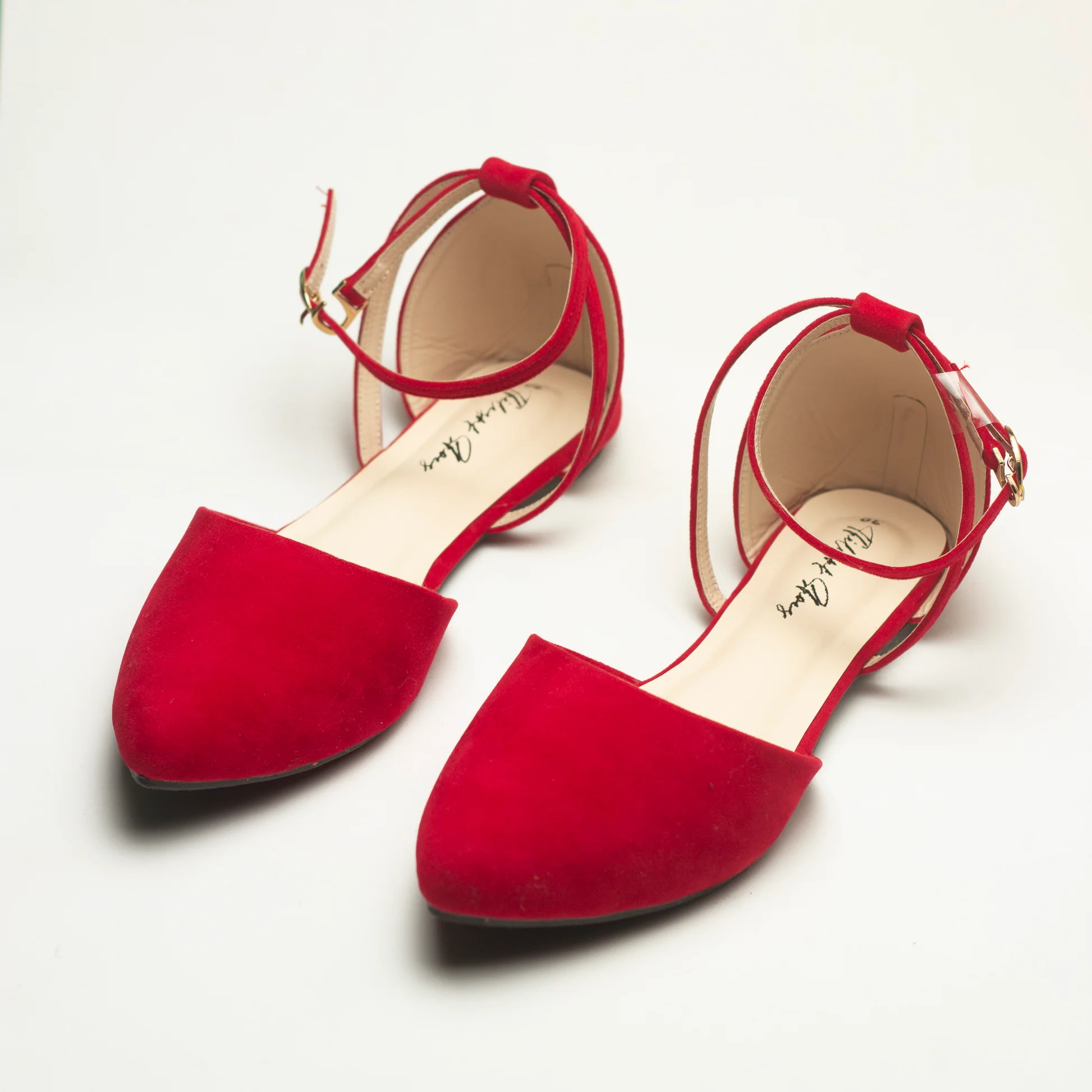 Red Flat Sandals With Ankle Strap