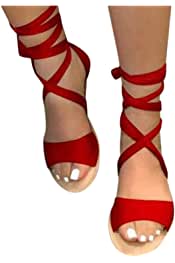 Womens Red Flat Sandals